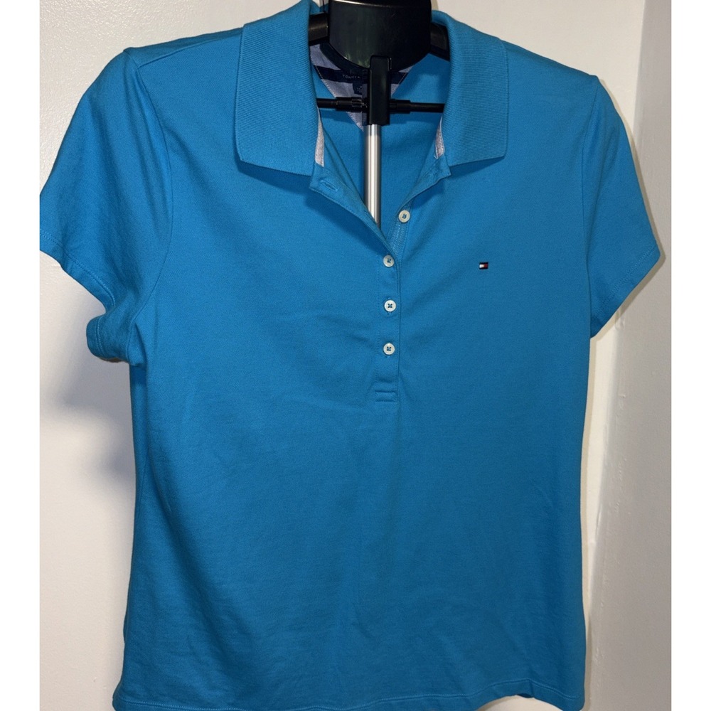 Tommy Hilfiger‎ Men's Solid Teal Blue Short Sleeve Logo Knit Polo Shirt XL